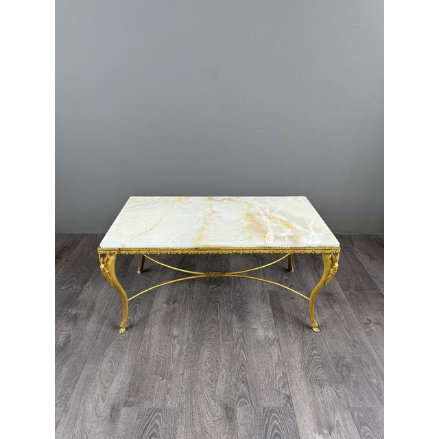 20th Century Gilt Bronze and Marble Coffee Table For Sale - Image 4 of 9