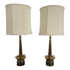 Mid Century Modern Pair of Brass Stiffel Table Lamps