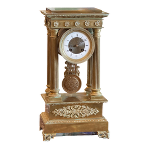 French Gilt Bronze Portico Clock