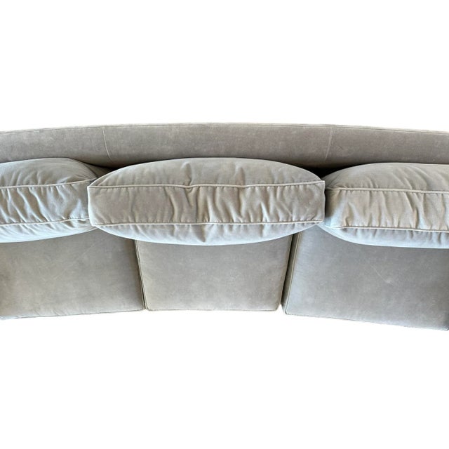 Contemporary Highland House Light Gray Velvet Curved Sofa For Sale - Image 3 of 11