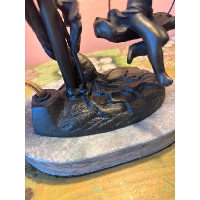 1930s Art Nouveau Cast Bronze Fairy on Swing Ivy Andrea Sadek For Sale - Image 6 of 6