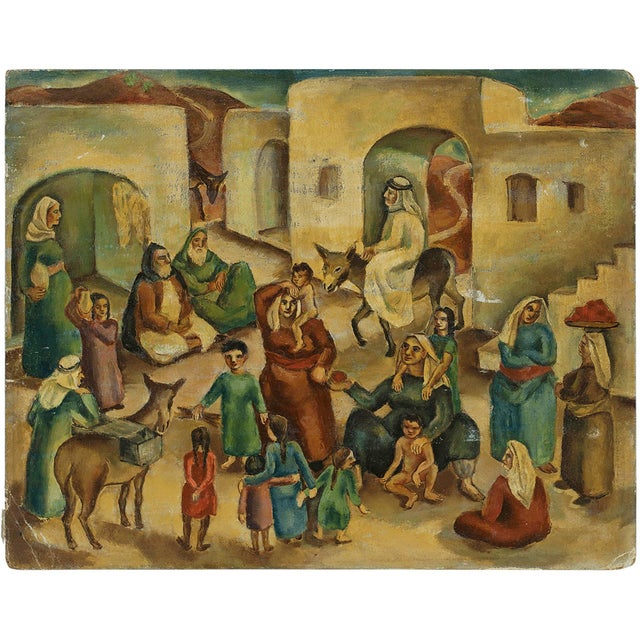 Bezalel School Period. Genre: Judaica Subject: People Medium: Oil Surface: Canvas Dimensions: 16" x 20"
