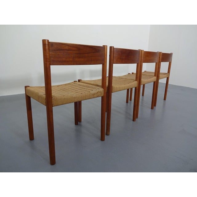 Teak & Papercord Dining Chairs by Poul M. Volther for Frem Røjle, Denmark, 1960s, Set of 4 For Sale - Image 9 of 18