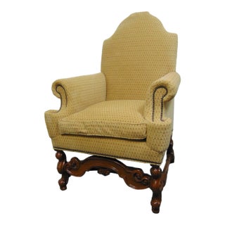 Baker William & Mary Style Walnut Lounge Chair For Sale