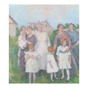"Town by the River" Contemporary Original Figurative Painting Print by Michelle Farro