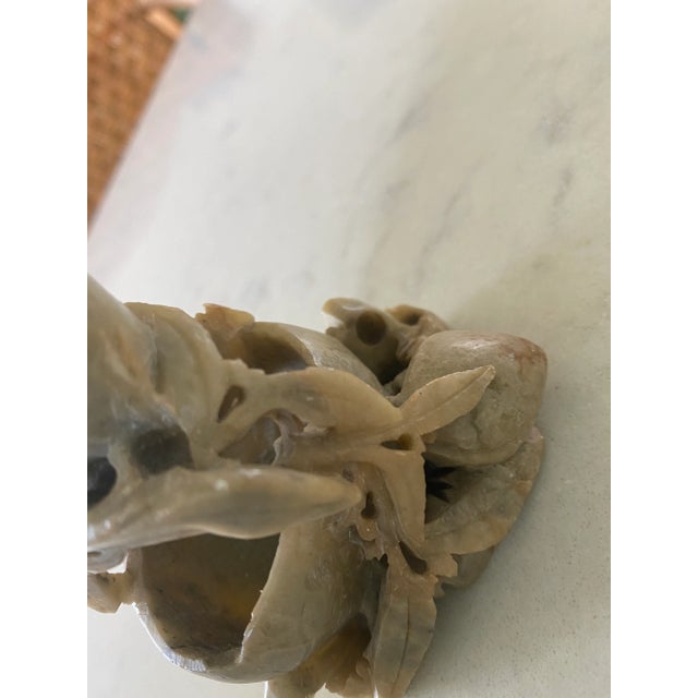 Stone Vintage Carved Soapstone Double Vase For Sale - Image 7 of 10