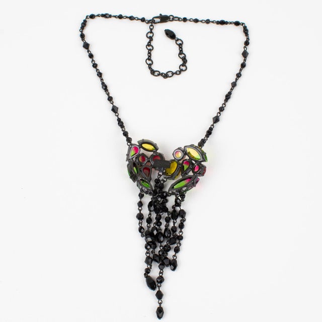 Victorian Jean Paul Gaultier Jeweled Chain Necklace With Victorian Pendant For Sale - Image 3 of 12