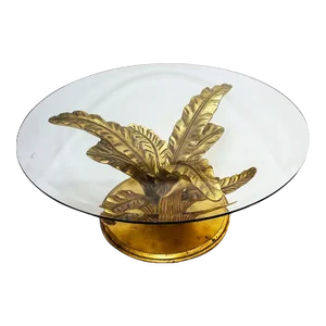 Hollywood Regency Carved Wood Gold Leaf Table