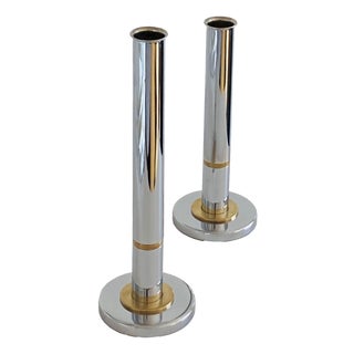 Graduated Chrome and Brass Candleholders by Go Products Denmark, 1970s For Sale
