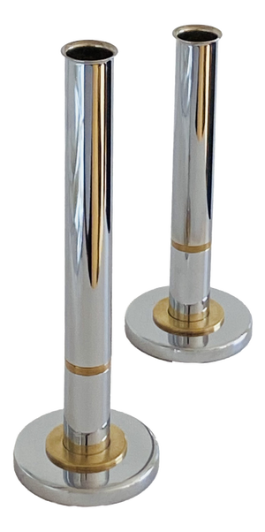Graduated Chrome and Brass Candleholders by Go Products Denmark, 1970s, Set of 2