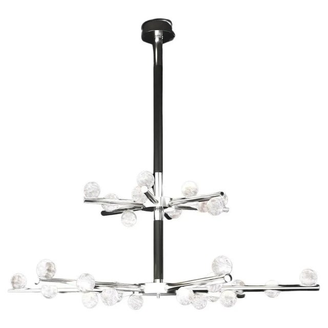 Contemporary Demetra Shiny Silver Metal Double Chandelier by Alabastro Italiano For Sale - Image 3 of 3