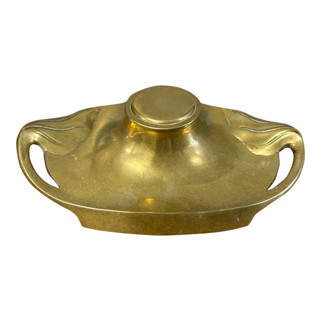 Antique Brass Ink Well For Sale