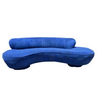 Vladimir Kagan Cloud Sofa in Blue Microfiber by Directional Furniture For Sale