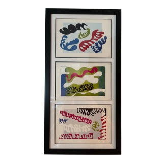 Matisse Postcard Prints From the Jazz Series Circa 1947 Lagoon I II & III Framed Matted For Sale