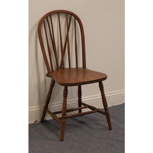 Heywood-Wakefield Set of 2 Heywood Wakefield Solid Oak Early American Fiddleback Dining Side Chairs For Sale - Image 4 of 13