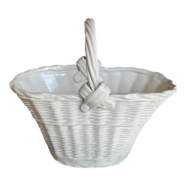 Vintage Italian Ceramic Basket For Sale