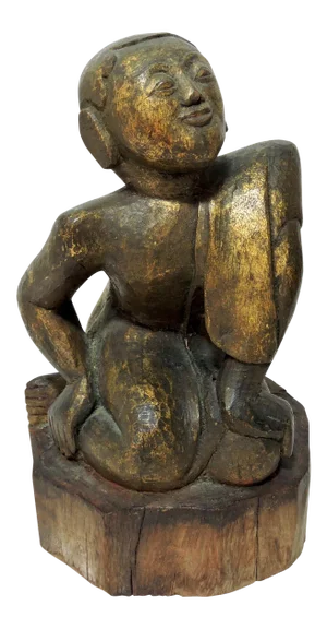 Late 19th Century Antique Gilt Wood Hand Carved Burmese Monk Figure
