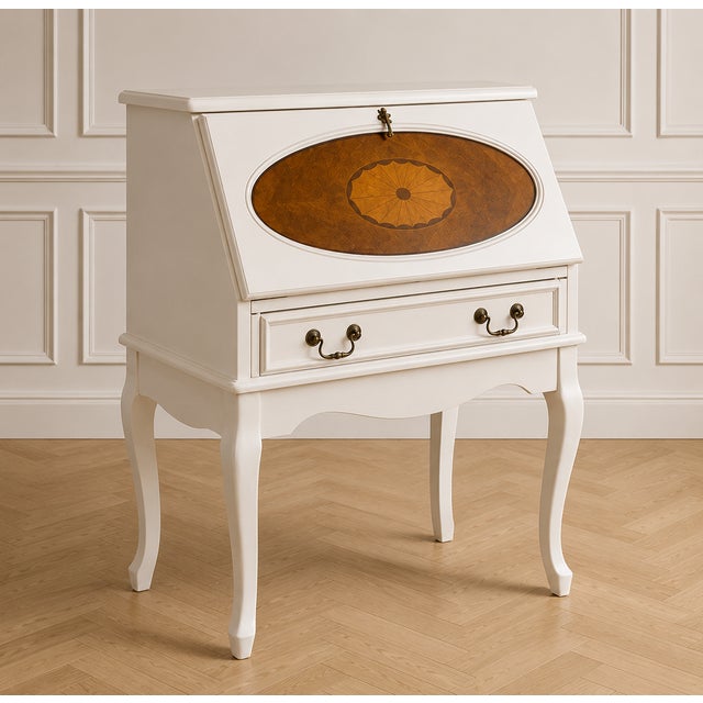 Graceful French Provincial styling meets timeless craftsmanship in this beautifully refinished vintage secretary desk....