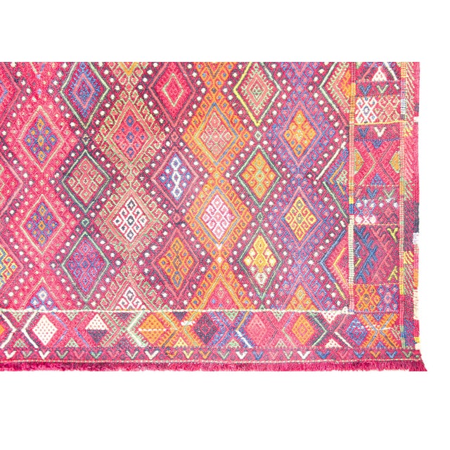 Tribal Vintage Uzbek Sumak Rug For Sale - Image 3 of 15