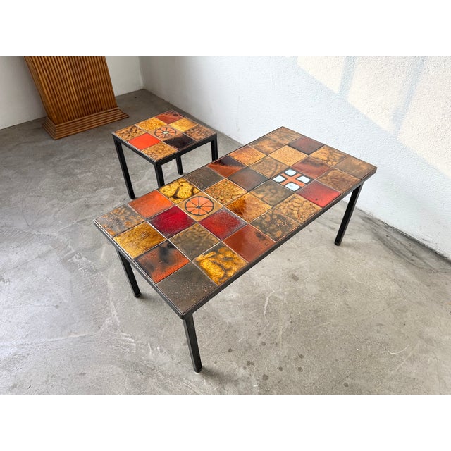 Black Glazed Ceramic Coffee Tables, 1950s, Set of 2 For Sale - Image 8 of 18