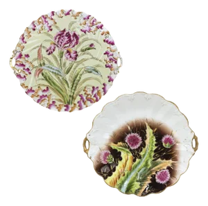 Vintage Victorian Porcelain Plates – Hand-Painted Floral Designs