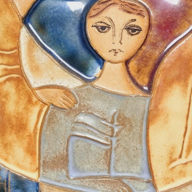 Brown Ceramic Three Generations Relief by J. Ruth, 1980s For Sale - Image 8 of 14