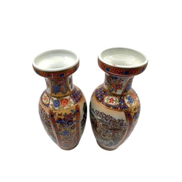Vintage Satsuma Style Hand-Painted Japanese Geisha & Garden Motif - A 3 Piece Set For Sale - Image 11 of 11