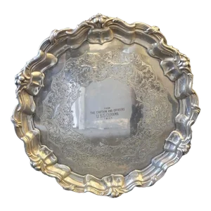 1943 Uss Cuyama Footed Silverplate Salver