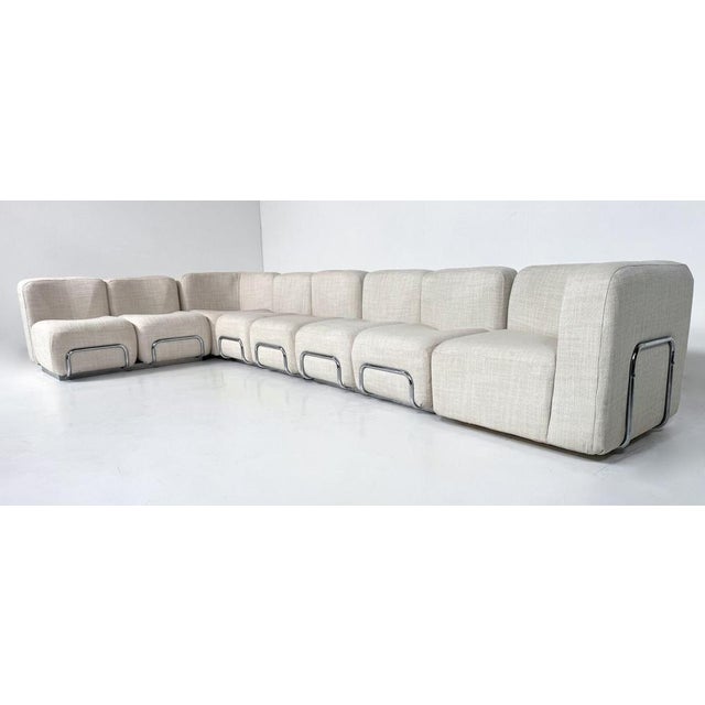 Mid-Century Modern Modular Sofa, Fabric and Chrome, 1970s - New Upholstery