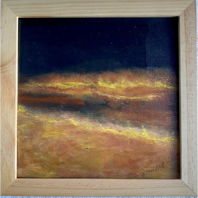 Contemporary “Fire in the Sky” Framed Abstract Sunset Landscape Painting by Sandra Wright For Sale - Image 3 of 3