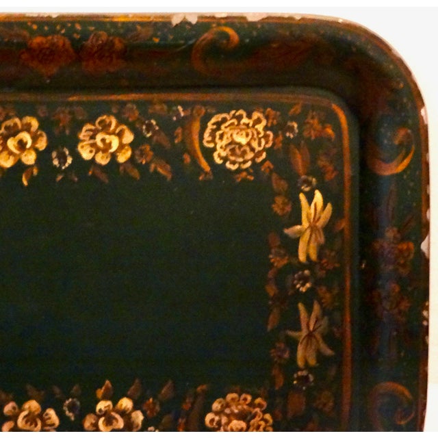 Mid 20th Century Statement Size Hand Painted Toleware Tray 28 Inches For Sale - Image 5 of 8