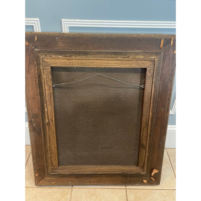 A Signed Vintage Rooster With Birds Oil Painting With Frame For Sale - Image 4 of 9