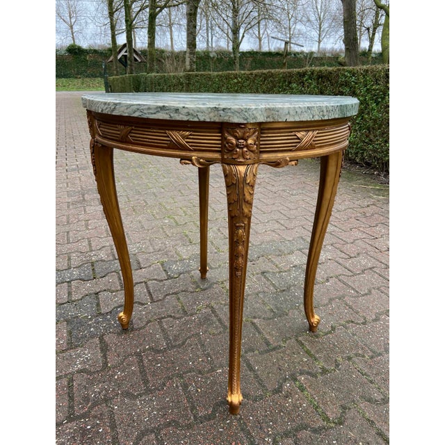 1860s French Louis XVI Gold Beech Marble Side Table For Sale - Image 13 of 13