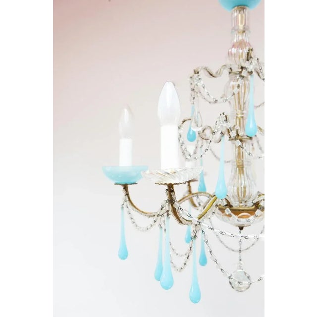 Italian Roof Spider Opalina Blue Chandelier, 1920s For Sale - Image 6 of 8