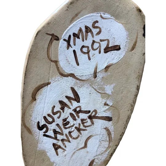 Gold Vintage Late 20th Century Handmade Angel Pottery Centerpiece Vessel Signed For Sale - Image 8 of 11