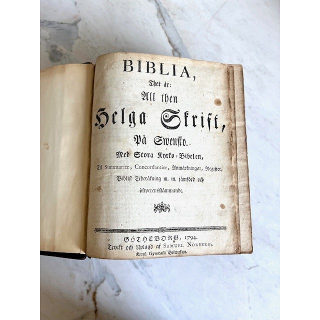 18th Century Swedish Bible, Leather and Gilt, Brass. Published 1794. For Sale - Image 4 of 10