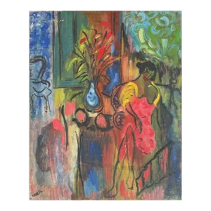 1965 Jacques Endzel Woman in an Interior Oil on Canvas