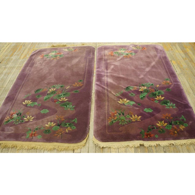 1920s Pair of Chinese Art Deco Carpets ( 3' x 4'7" - 92 x 140 ) Antique Chinese – Art Deco Small Scatter Size Wool Purple...