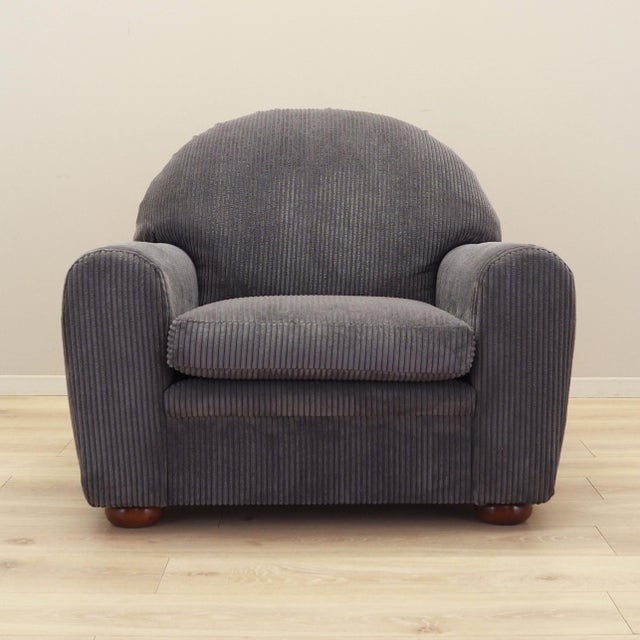Italian Grey Velour Armchair, 1980s For Sale - Image 14 of 14