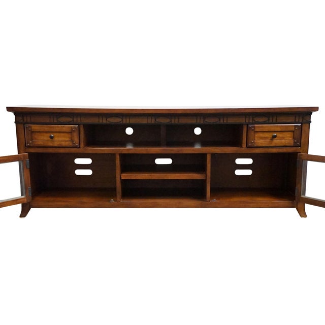 Legends Furniture Sierra Collection Cherry Southwestern Rustic Americana Style 76" Media Console Za-S1476 For Sale In Kansas City - Image 6 of 15