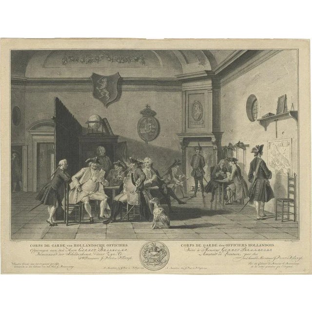 Mid 18th Century Fine Engraving Depicting an Officers Mess in the Low Countries, Holland, 1754 For Sale - Image 5 of 5