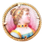Circular Gold Brooch For Sale