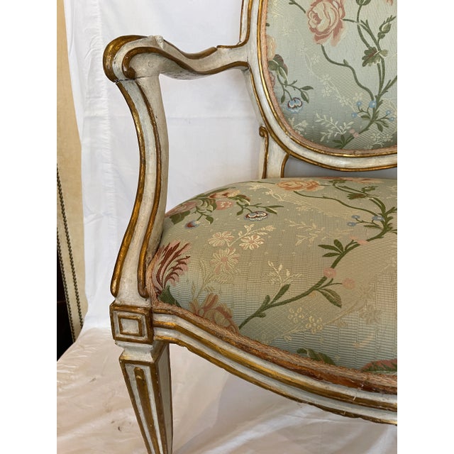 Italian 19th Century Italian Painted and Parcel Gilt Fauteuil For Sale - Image 3 of 10