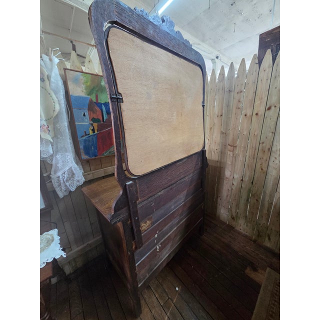 Antique 1890s Serpentine Tiger Oak Dresser With Mirror For Sale - Image 10 of 12