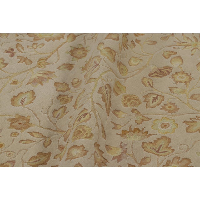 Textile Rug & Kilim’s Tudor Style Rug in White With Beige-Brown Floral Patterns For Sale - Image 7 of 8