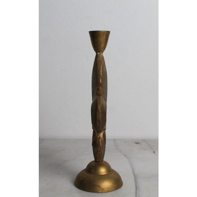 Vintage Brass Fleur-De-Lis Candlestick Holder For Sale In Milwaukee - Image 6 of 8