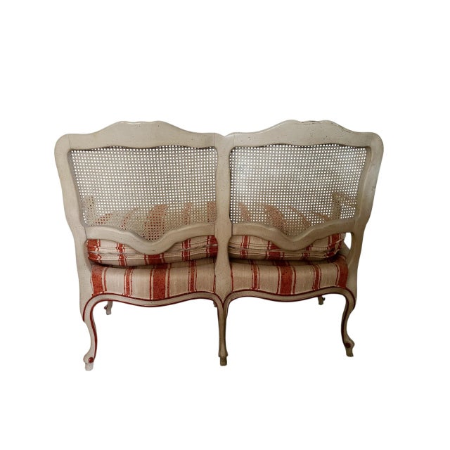 French W&j Sloane Inc. 1969 Louis XV Provincial Style Cane-Back Settee For Sale - Image 3 of 11