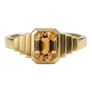 Citrine Solitaire Ring for Men Silver, Gold, Size 10 For Sale