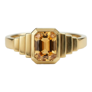 Citrine Solitaire Ring for Men Silver, Gold, Size 10