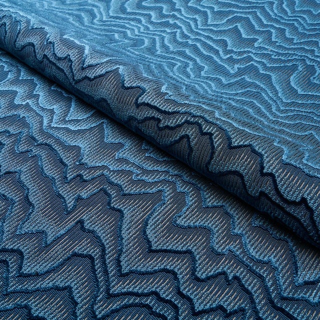 SAMPLE - Schumacher Zambezi Velvet Fabric In Slate Blue For Sale